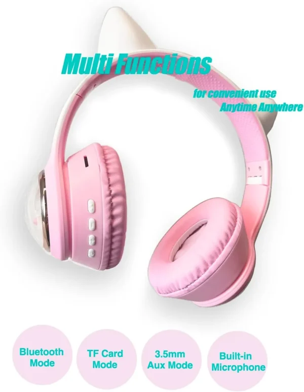 Foldable & Rechargeable Cat Ear Gaming Headphones with Mic
