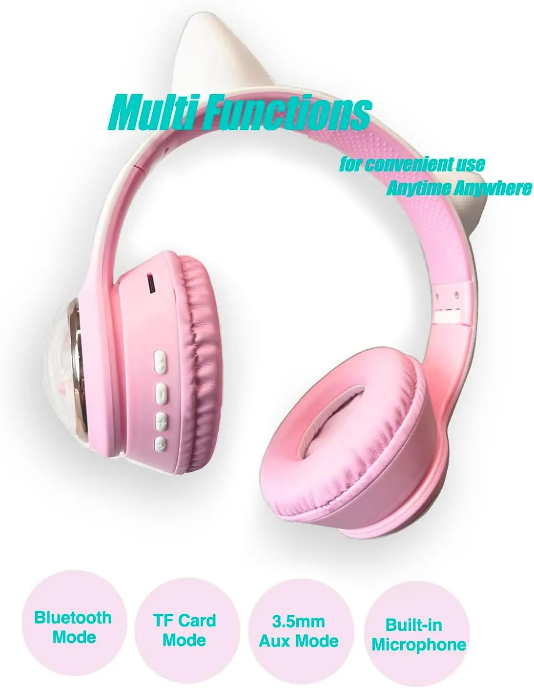 Foldable & Rechargeable Cat Ear Gaming Headphones with Mic