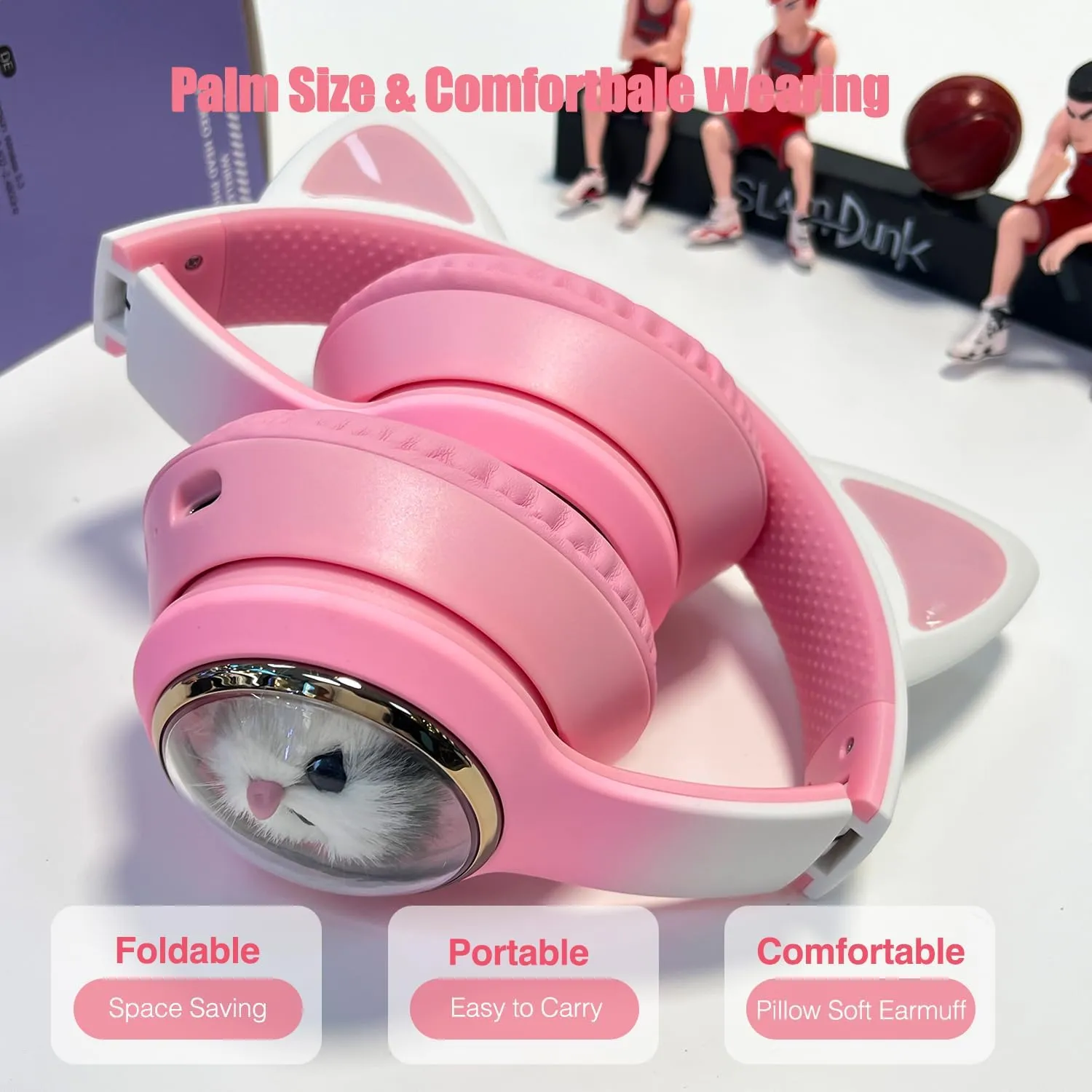 Kawaii Cat Ear Bluetooth Headset for Music & Gaming