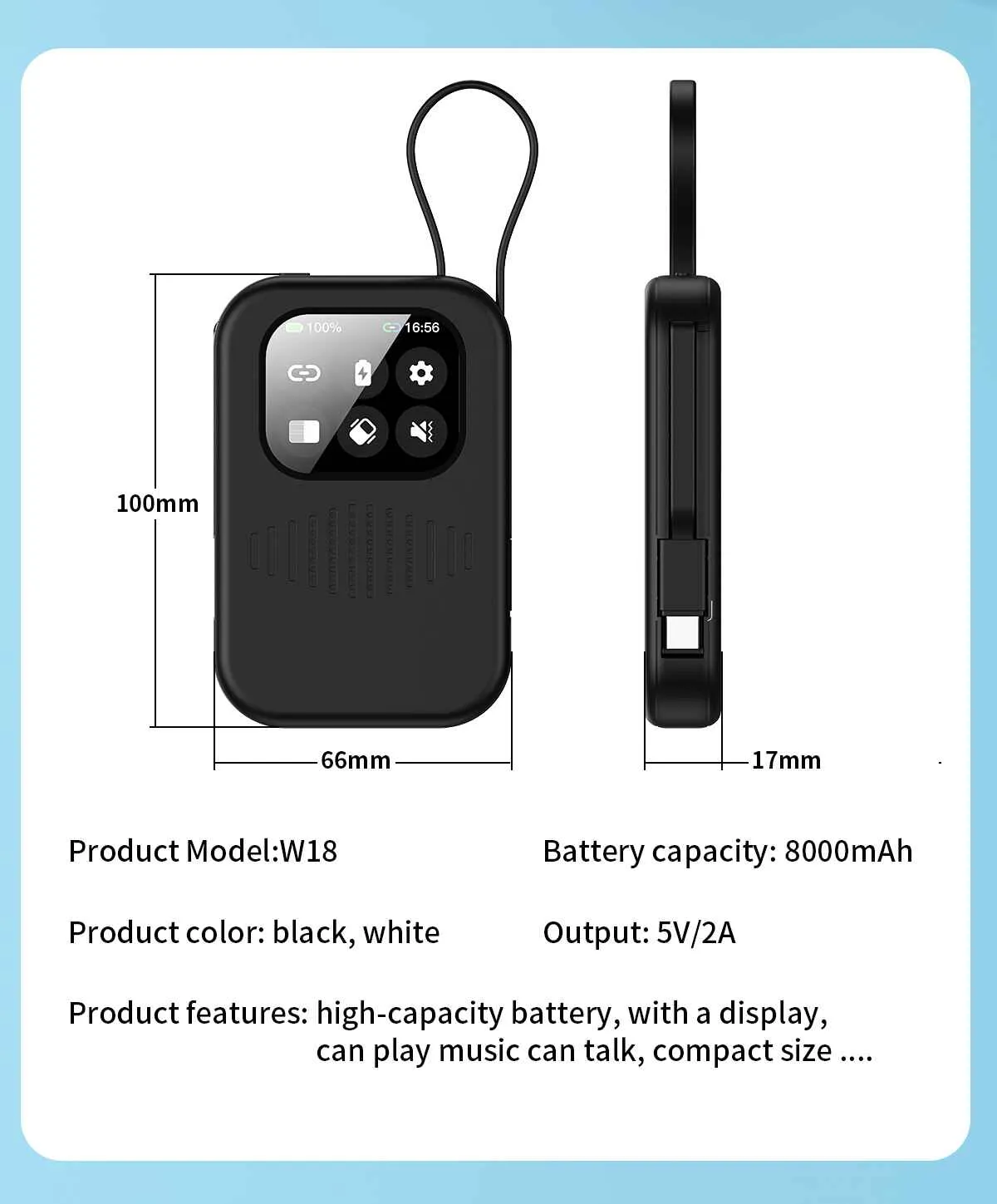 Portable Power Bank with Bluetooth Sound