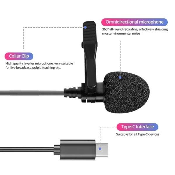 Noise-Cancelling Lapel Mic Type C