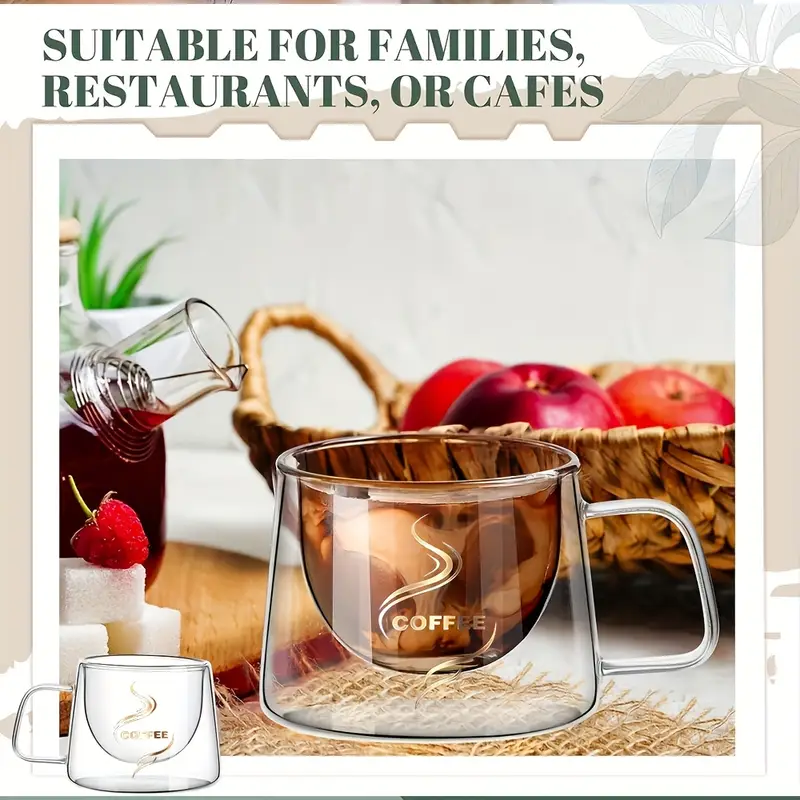 Stylish & Durable Glass Mug for Espresso, Latte & Cappuccino