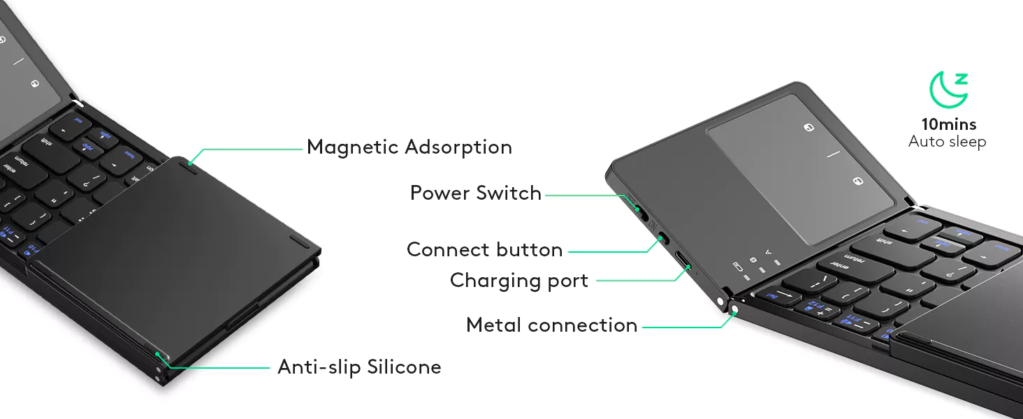 Compact Folding Keyboard with Holder 
