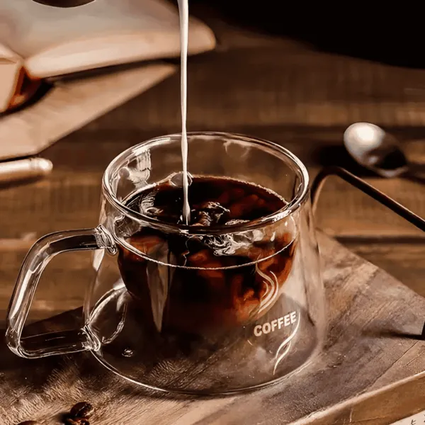 Double Wall Glass Coffee Mug 250ml for Hot & Cold Beverages