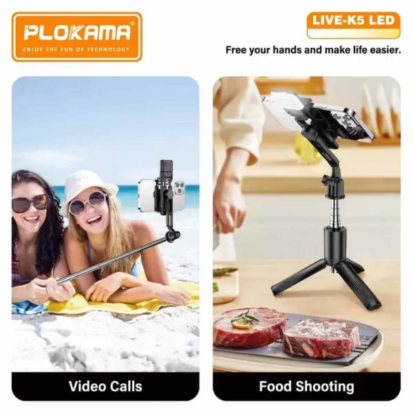 Plokama Mini Tongsis Selfie Stick with Built-in Rechargeable LED