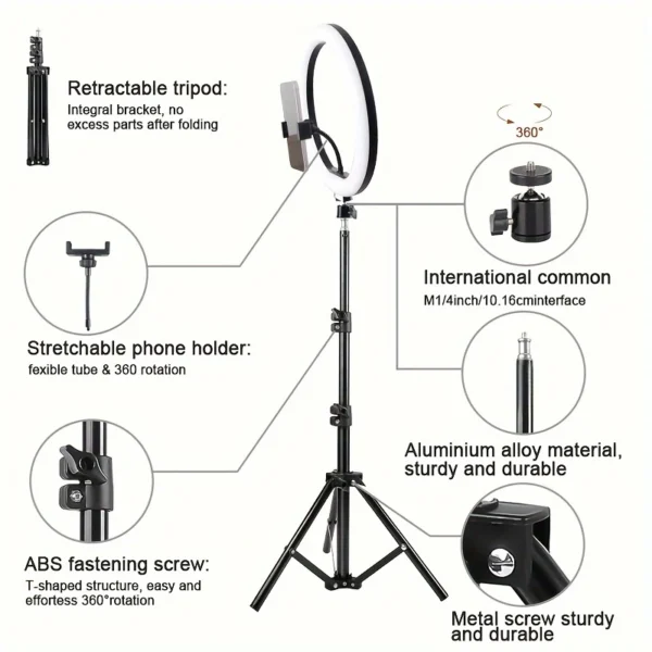 10 Inch LED Ring Light for Makeup and Vlogging