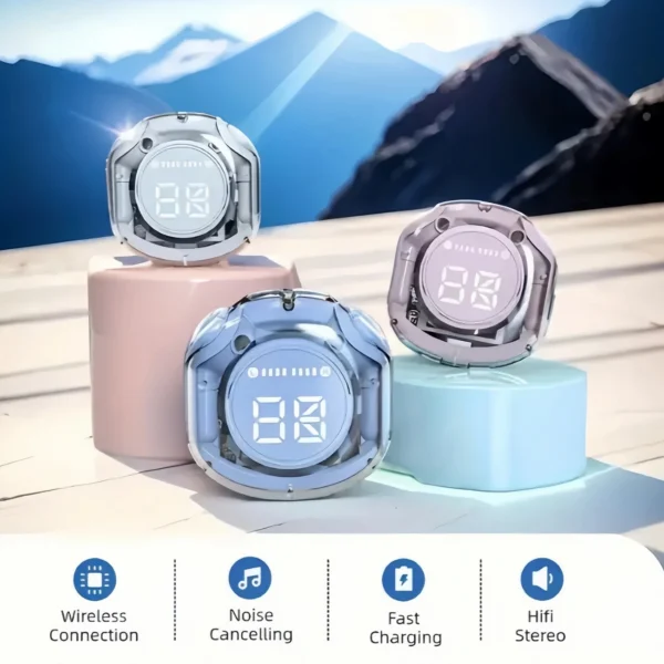 TWS Wireless Earbuds with Transparent Charging Case