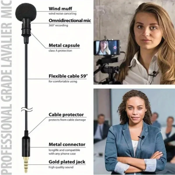 High-Quality Lavalier Mic for Video Recording & Streaming