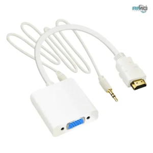 Compact HDMI to VGA adapter with 3.5mm stereo jack