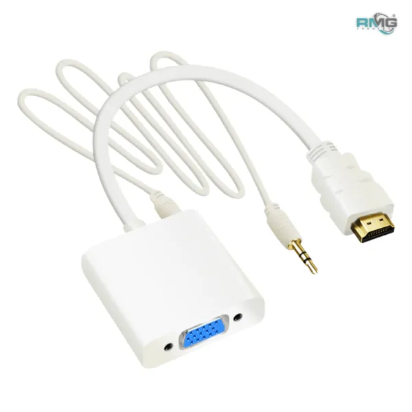 Compact HDMI to VGA adapter with 3.5mm stereo jack