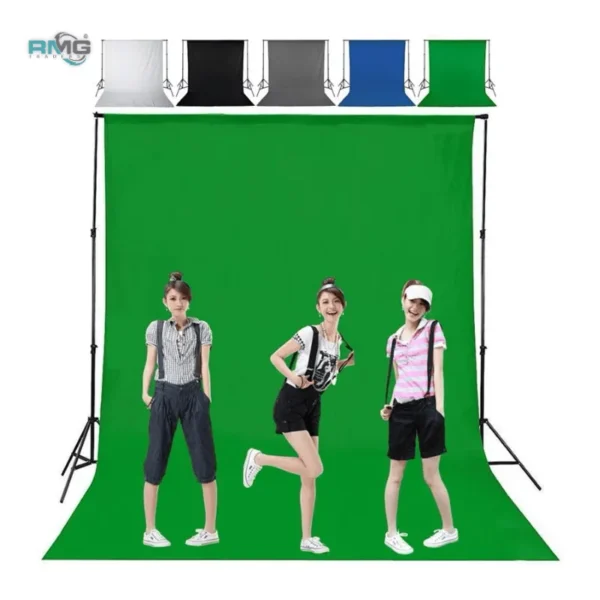 Backdrop stand setup with fabric background
