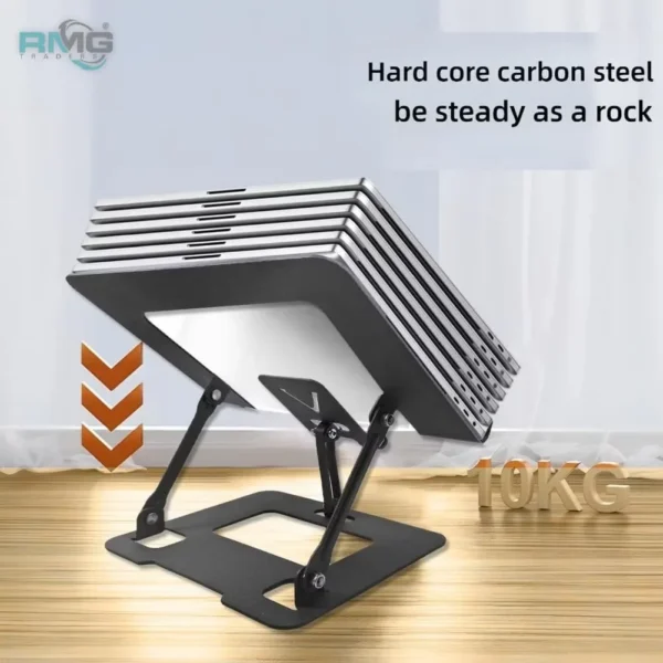 Adjustable desktop tech stand in use