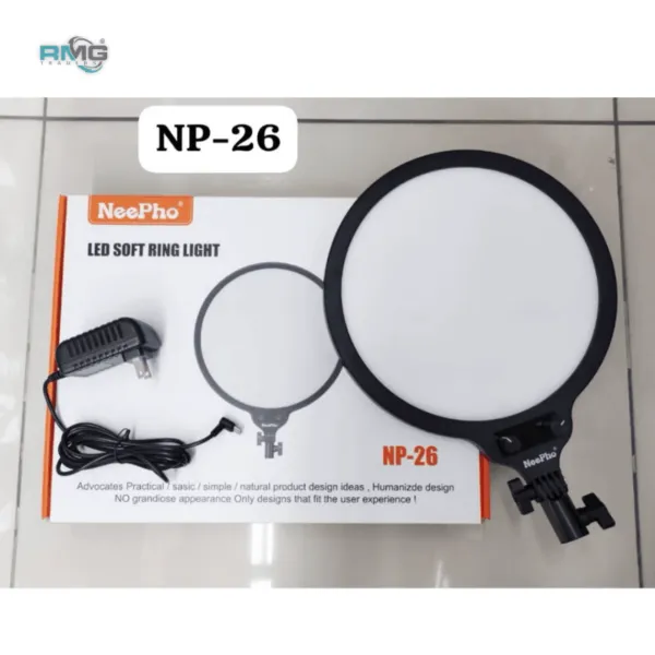 Bright 36cm ring light with soft glow