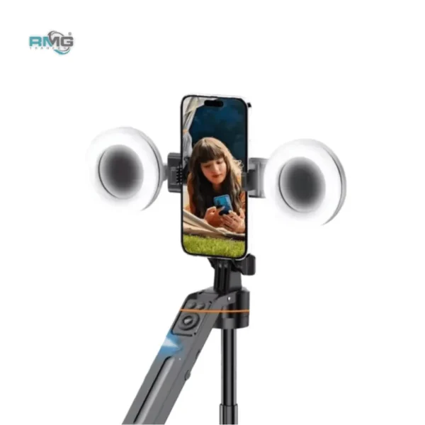 Adjustable mobile holder with LED light