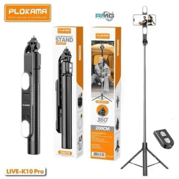 Selfie stick with LED light for TikTok and reels