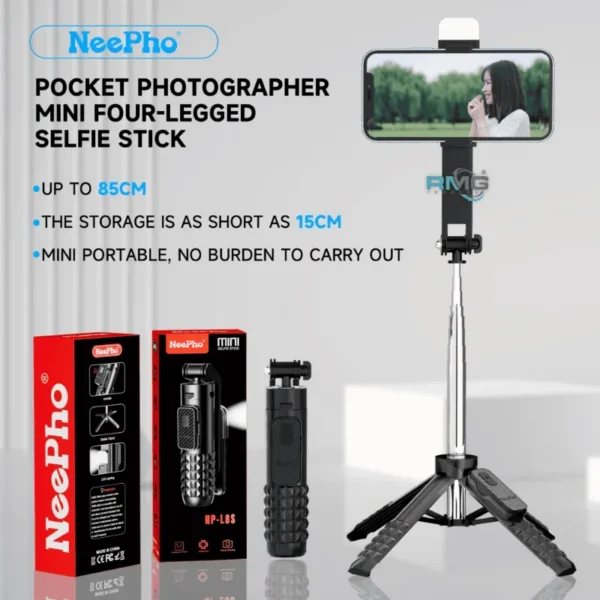 3-in-1 selfie stick with Bluetooth remote
