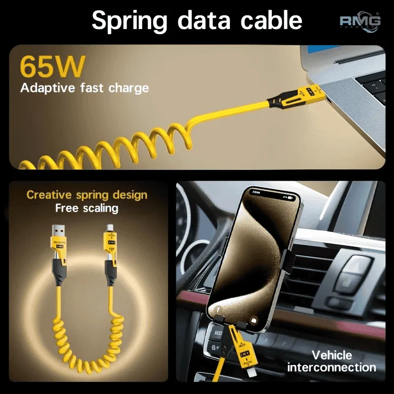 Compact Multi-Device Data Cable for Travel & Car