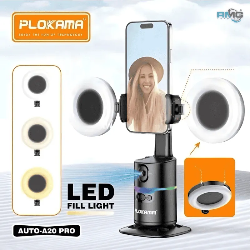 Plokama A20/A20 Pro AI gimbal with 360° rotation