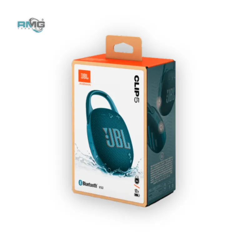 JBL Clip 5 Outdoor Speaker on Hiking Backpack