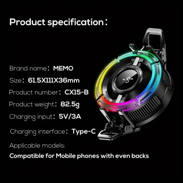 CX15 Phone Cooler with RGB Light Show