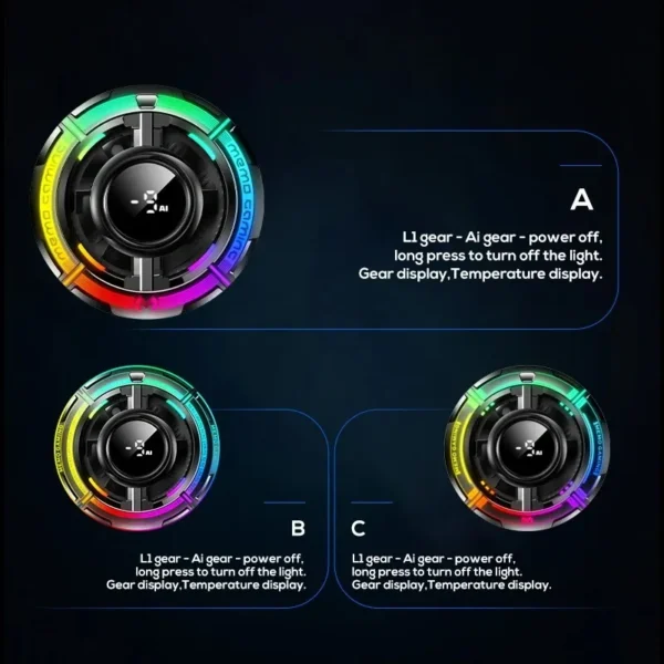 RGB Gaming Phone Cooler with LED Display