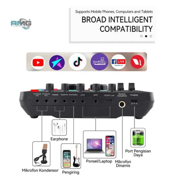 F999 Streaming Audio Mixer with Multiple Inputs