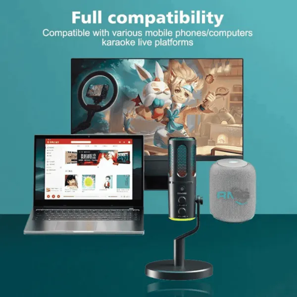 Professional studio USB microphone with stand