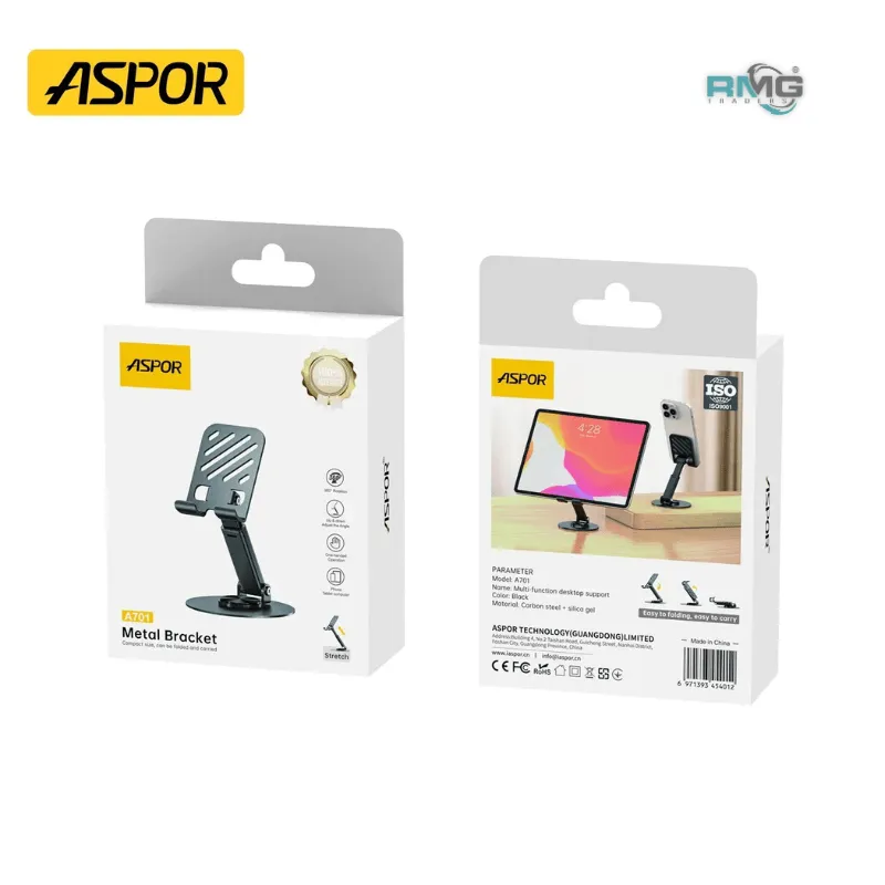 Aspor A701 360 Rotating Mobile Stand Adjustable Desktop Holder