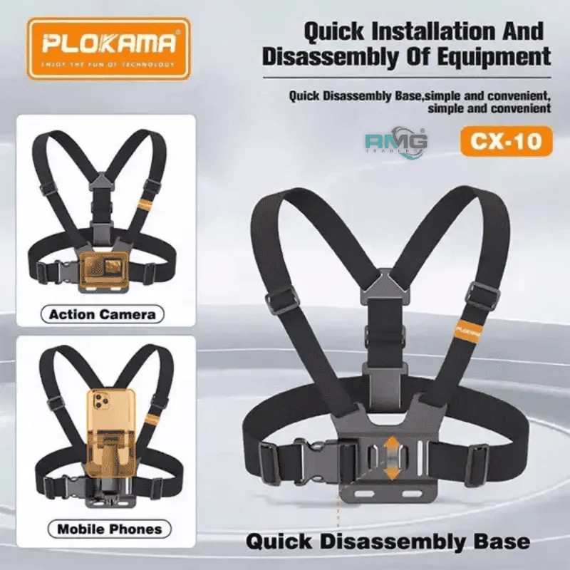 Hands-Free Chest Mount Phone Holder PLOKAMA CX10