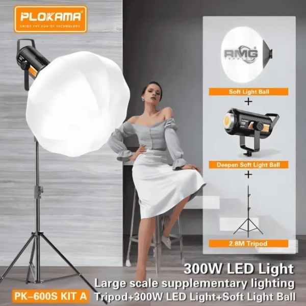 Plokama 600S Kit – Professional 300W LED Softbox Lighting Kit for Photography & Video | Studio Photo Lighting Softbox with Adjustable Brightness