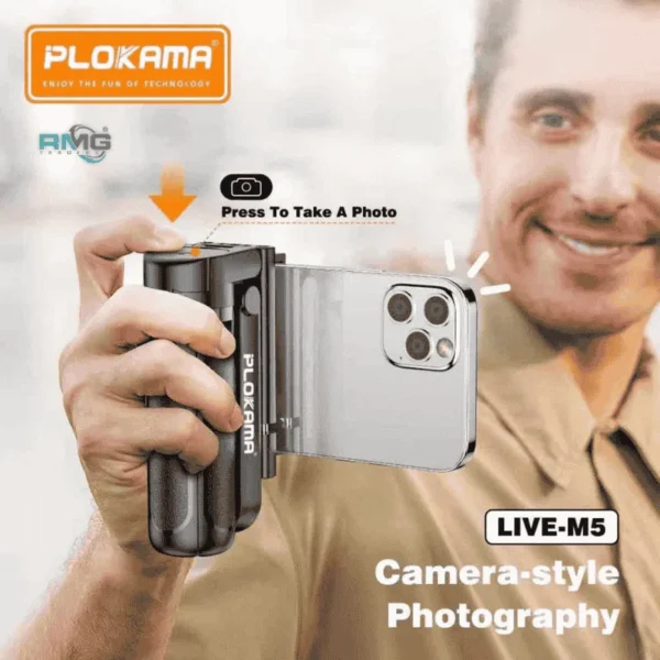 PLOKAMA Live M5 Extendable Selfie Stick Tripod with Bluetooth Remote