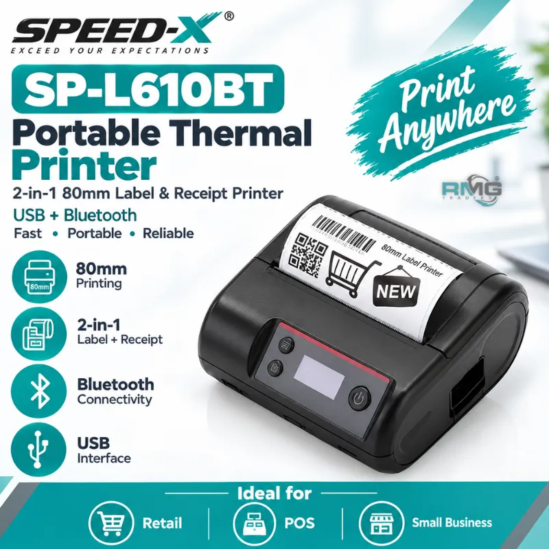 Speed-X SP-L610BT Portable Thermal Printer – 2-in-1