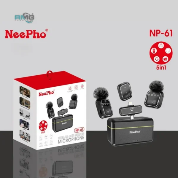 Neepho NP-61 5-in-1 Wireless Microphone for Type-C, iPhone & Camera