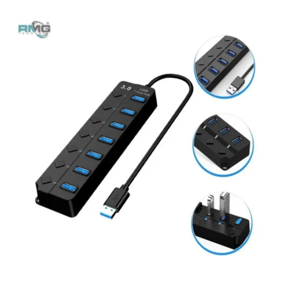 7-Port USB 3.0 hub with independent switches