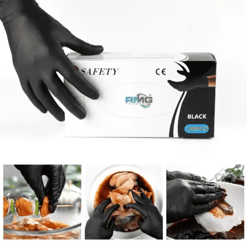 Safety Fine Black Nitrile Gloves – Powder-Free Disposable Gloves