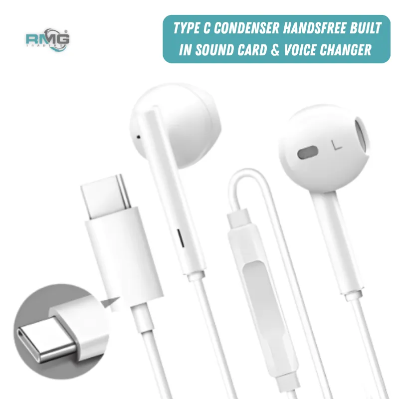 Voice Changer Handsfree Type-C Condenser Handsfree Microphone – Built-In Sound Card