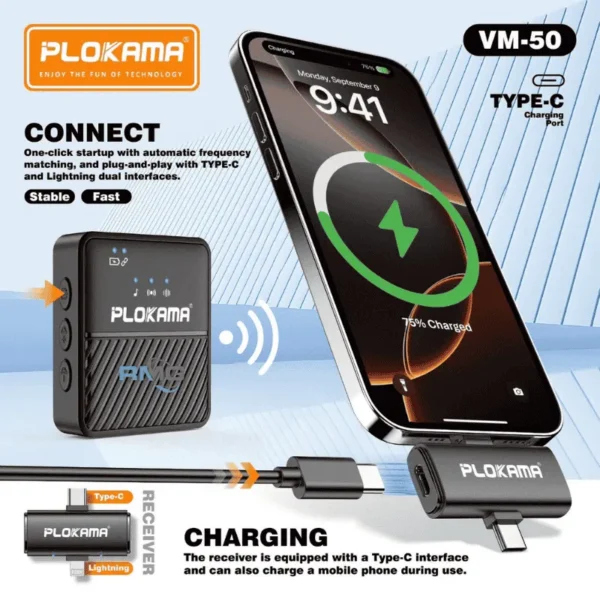 Wireless microphone for interviews and vlogging