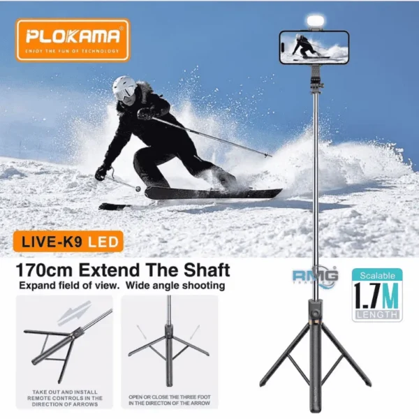 Plokama K9 tripod with built-in LED light