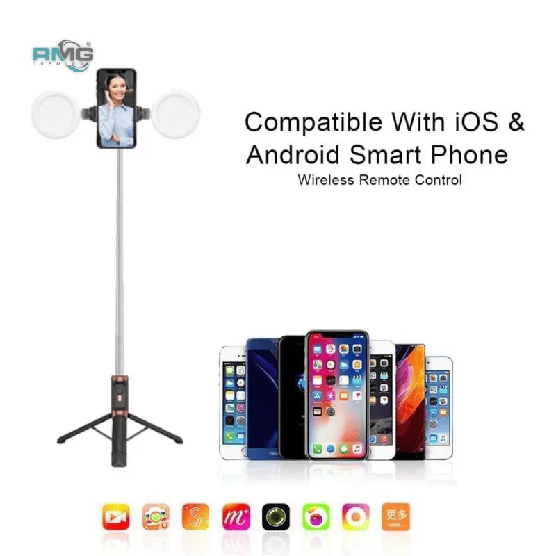 JC18-H selfie stick with dual LED lights