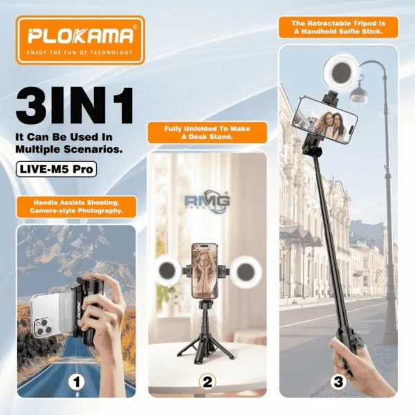 Selfie stick with dual LED lights