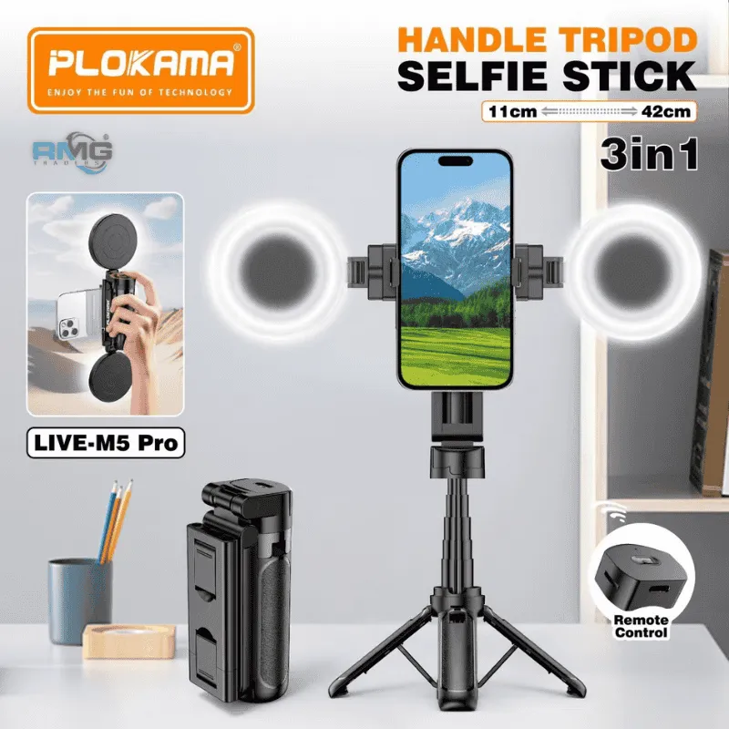 Plokama Live M5 Pro 3 in 1 selfie stick