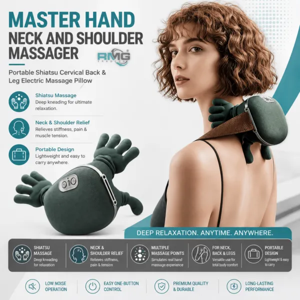 New neck and shoulder massager handheld shiatsu neck massager