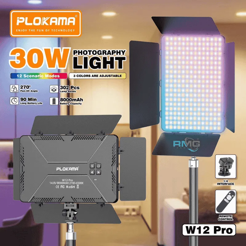 Plokama W12 Pro RGB photography light