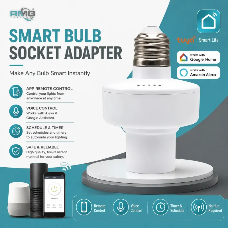Tuya Smart Life Wifi Smart Light Bulb Socket Adapter E27 Switch Lamp Base Holder