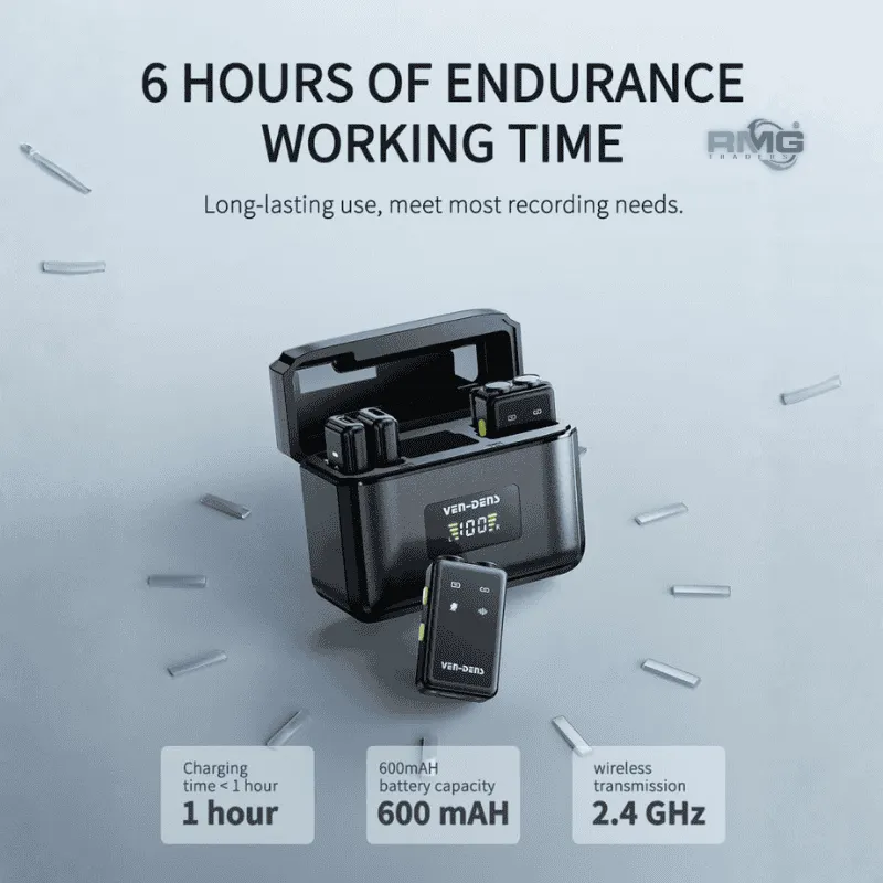 Wireless dual lavalier microphone HD sound