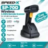 Speed-X SP-70D wireless 2.4GHz barcode scanner with charging dock
