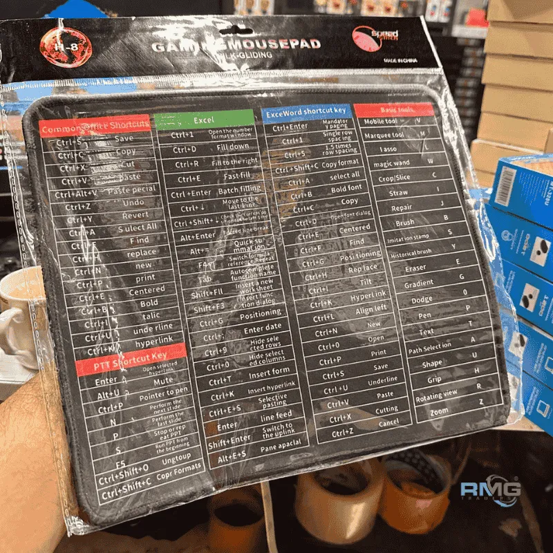 pre printed shortcut mouse pad