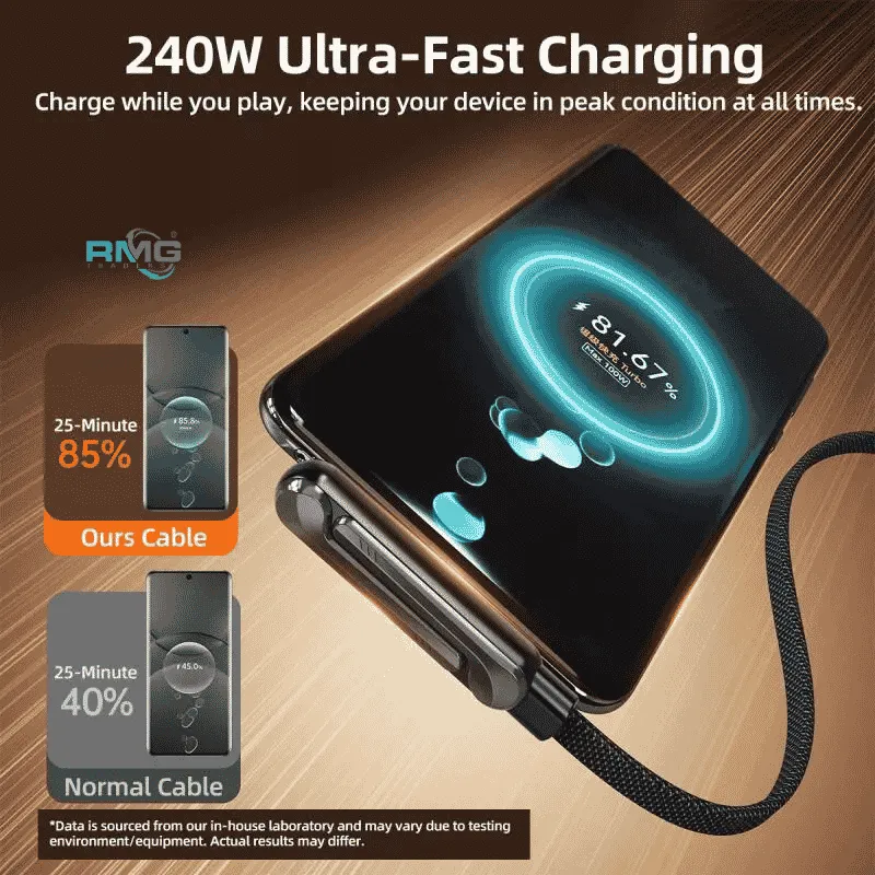 fast charging ctoc cable with foldable phone holder