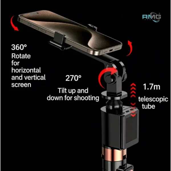 portable selfie stick with screen casting