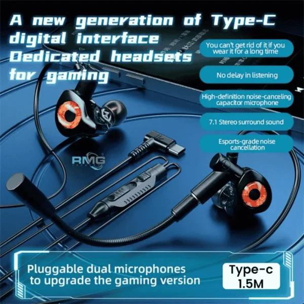 esports gaming dual mic earphones